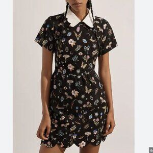 Maeve Short-Sleeve Collared Scallop Mini Dress
